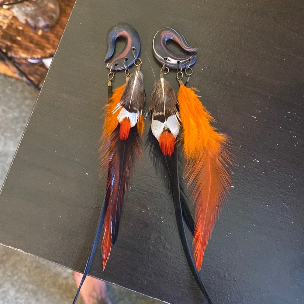 Feather gauge earrings